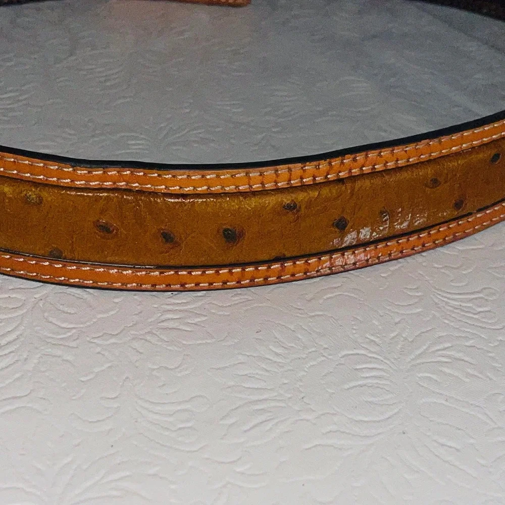 Nocona Belt Co. Men's Ostrich Print & Basketweave Tooled Leather Belt 32